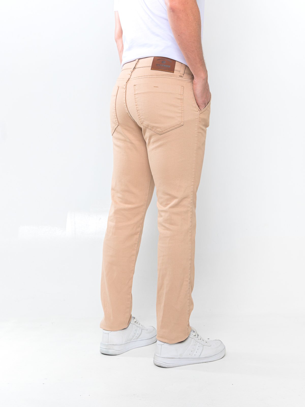 Vista 3 Calça Sarja Masculina Kovali Básica e Confortável KOVALI FASHION STORE bege KOVALI FASHION STORE bege