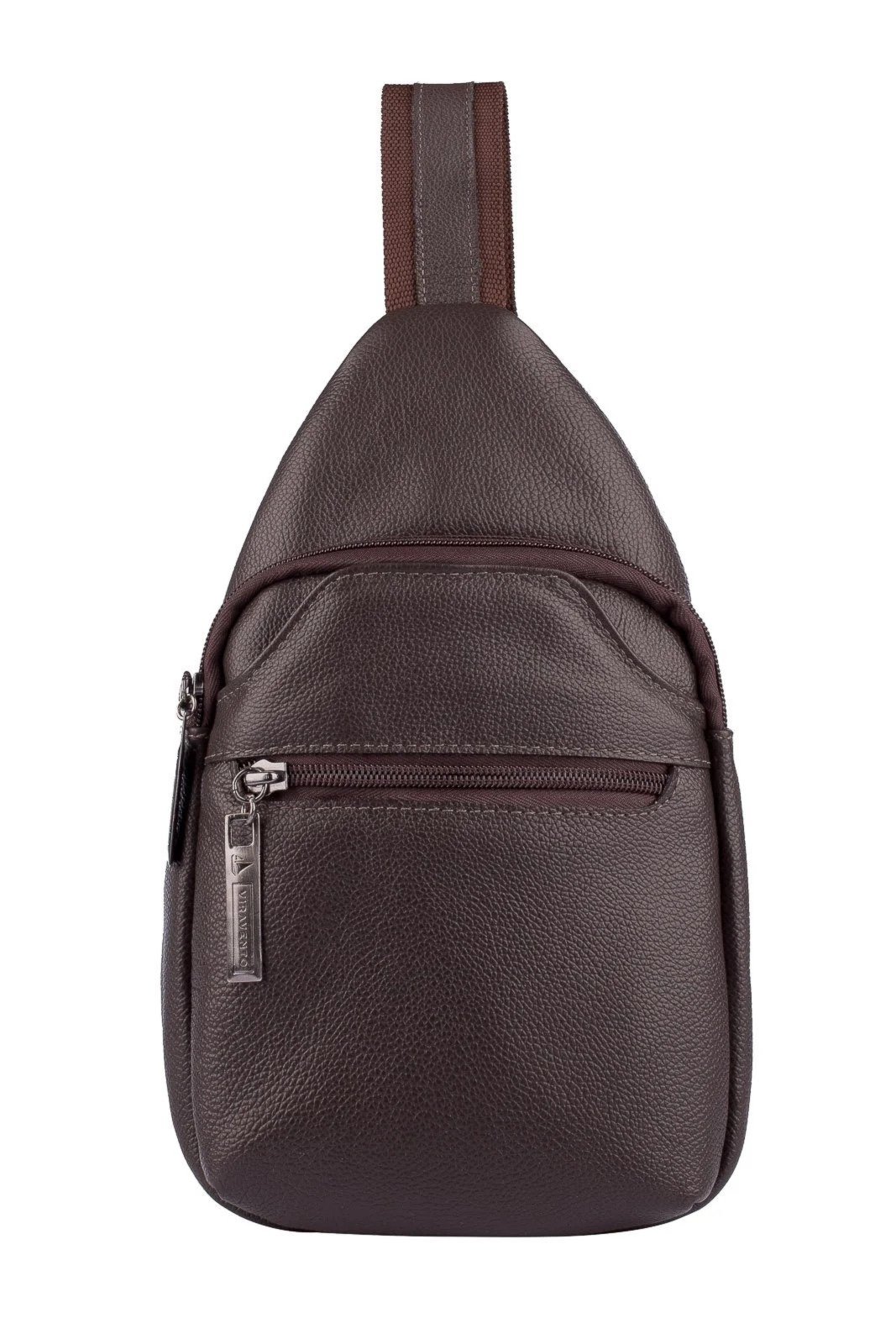 Mini mochila transversal de couro Jeff – Café