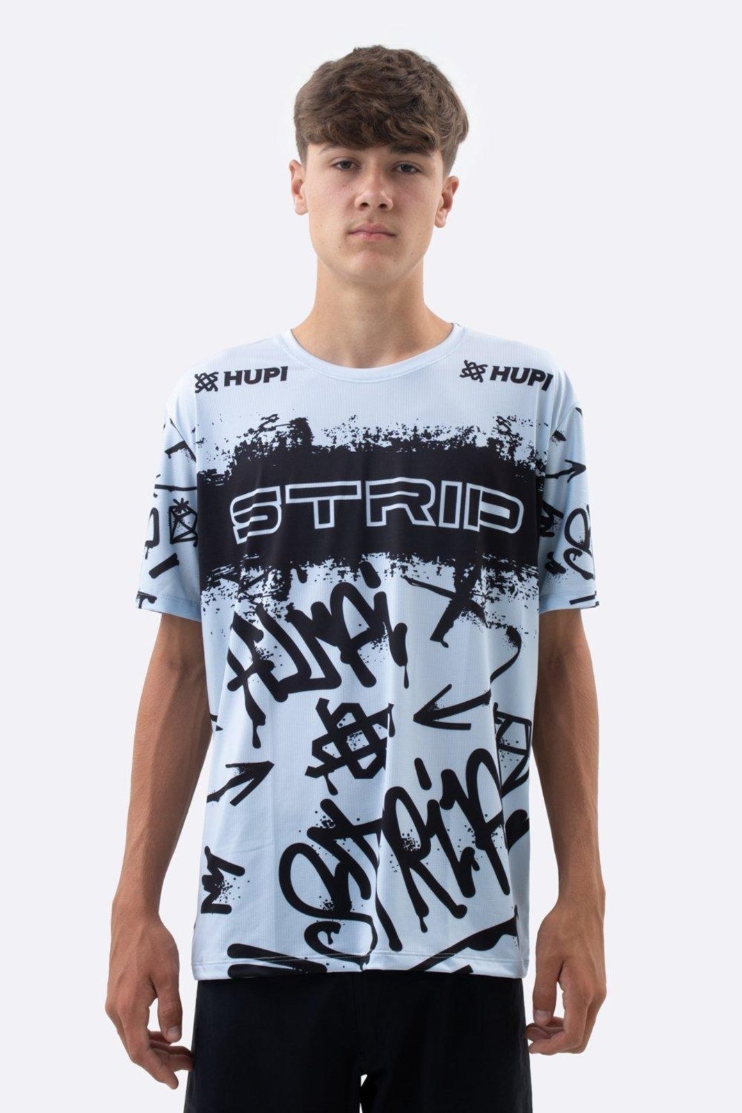Camiseta Masculina HUPI Bike STRIP Cinza e Preto Cinza