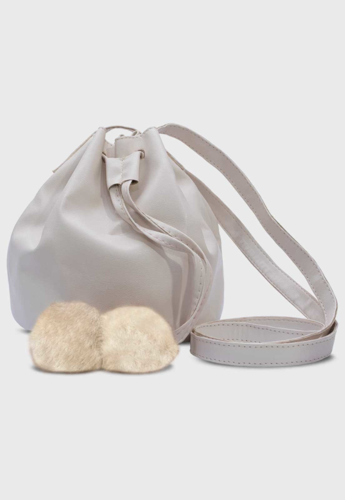Vista 2 Infantil - Bolsa Saco Pópidi Pompom Off White Pópidí off-white white