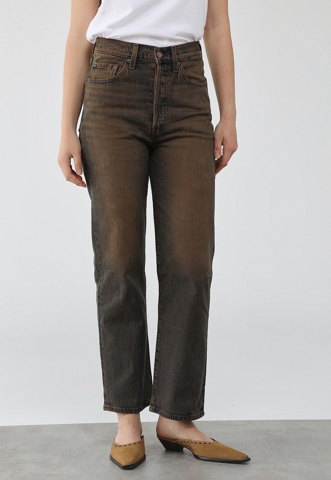 Calça Jeans Feminina Levi’s Ribcage Straight Ankle Azul Escura