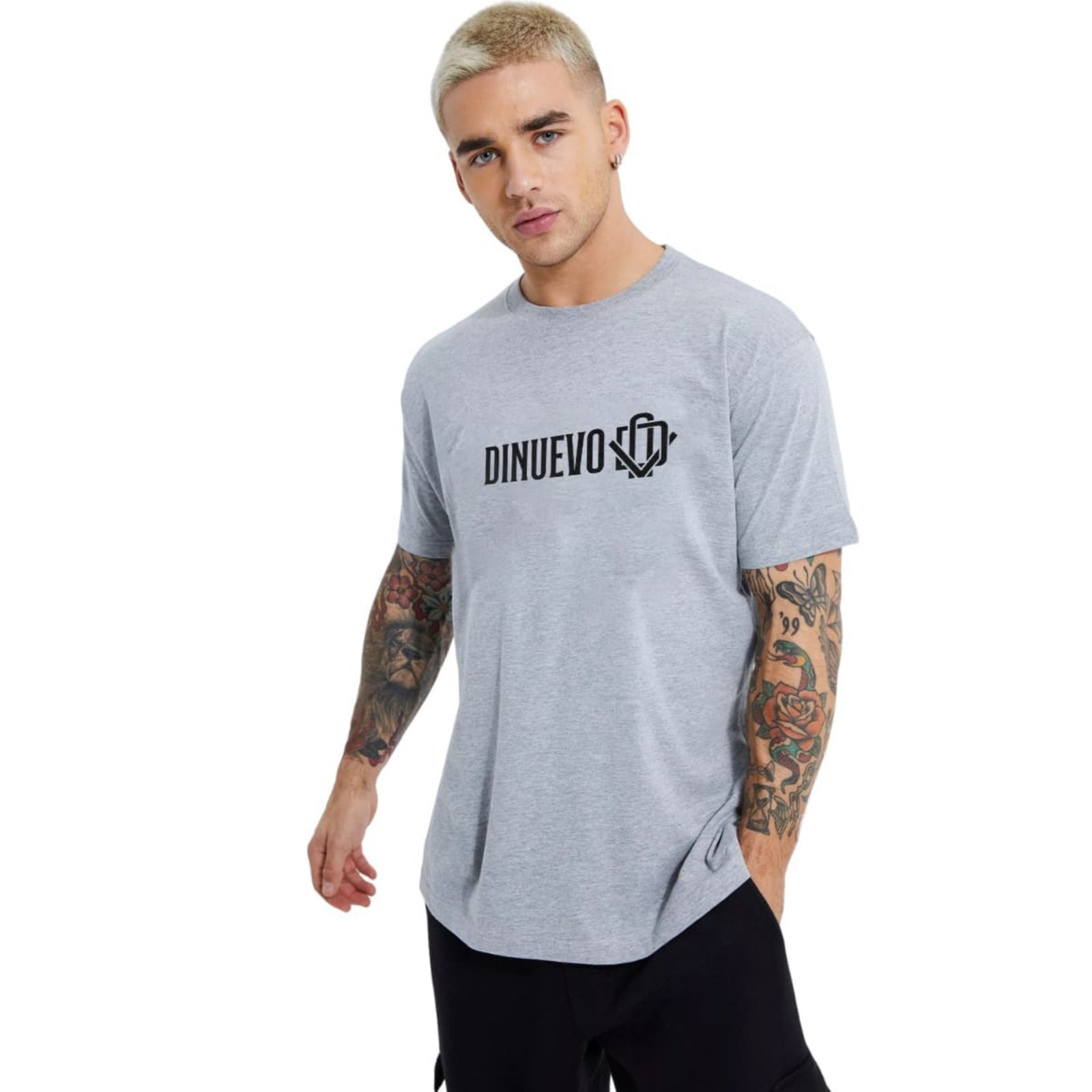 Camiseta Di Nuevo Big Logo Cinza Mescla