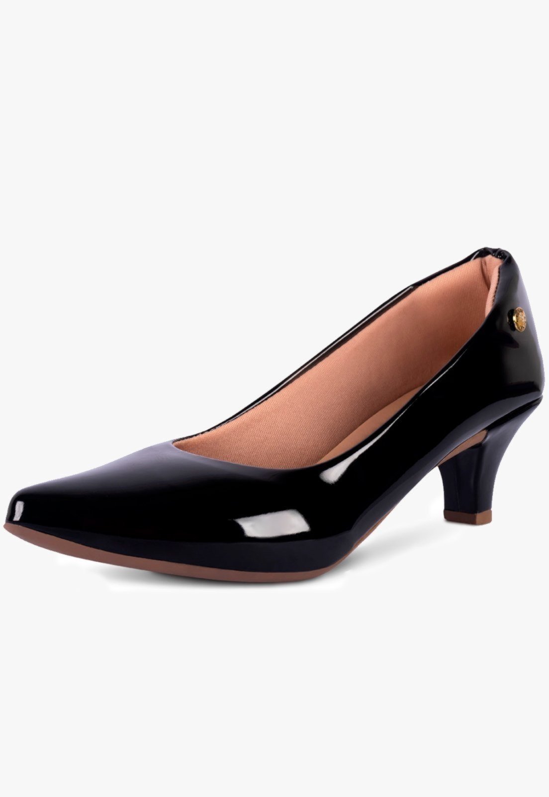 Scarpin Feminino Takata Salto Baixo Fino Clássico Casual Bico Fino Preto