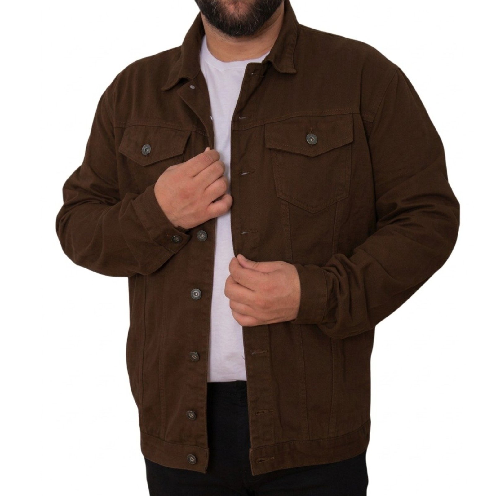 Jaqueta Masculina Plus Size Marrom Sarja