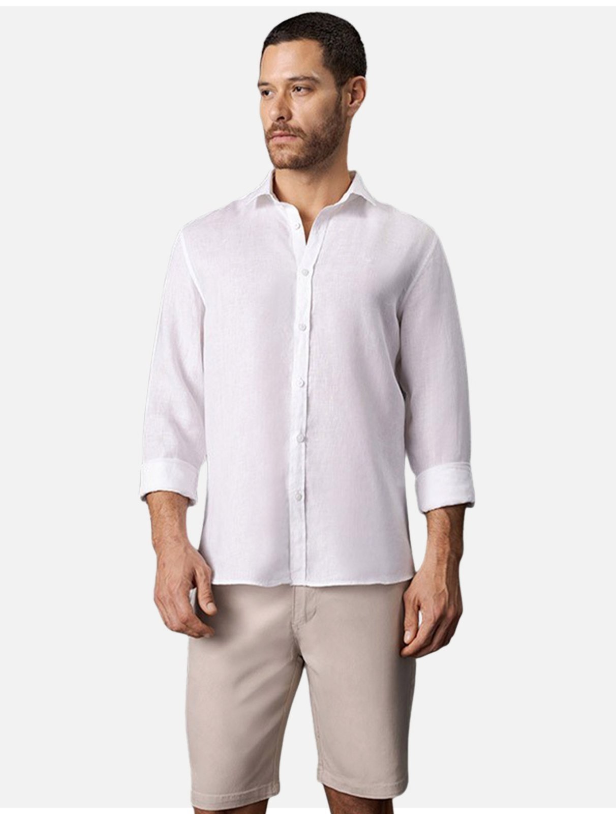 Camisa Linho Calvin Masculina Klein Regular Fit Branca