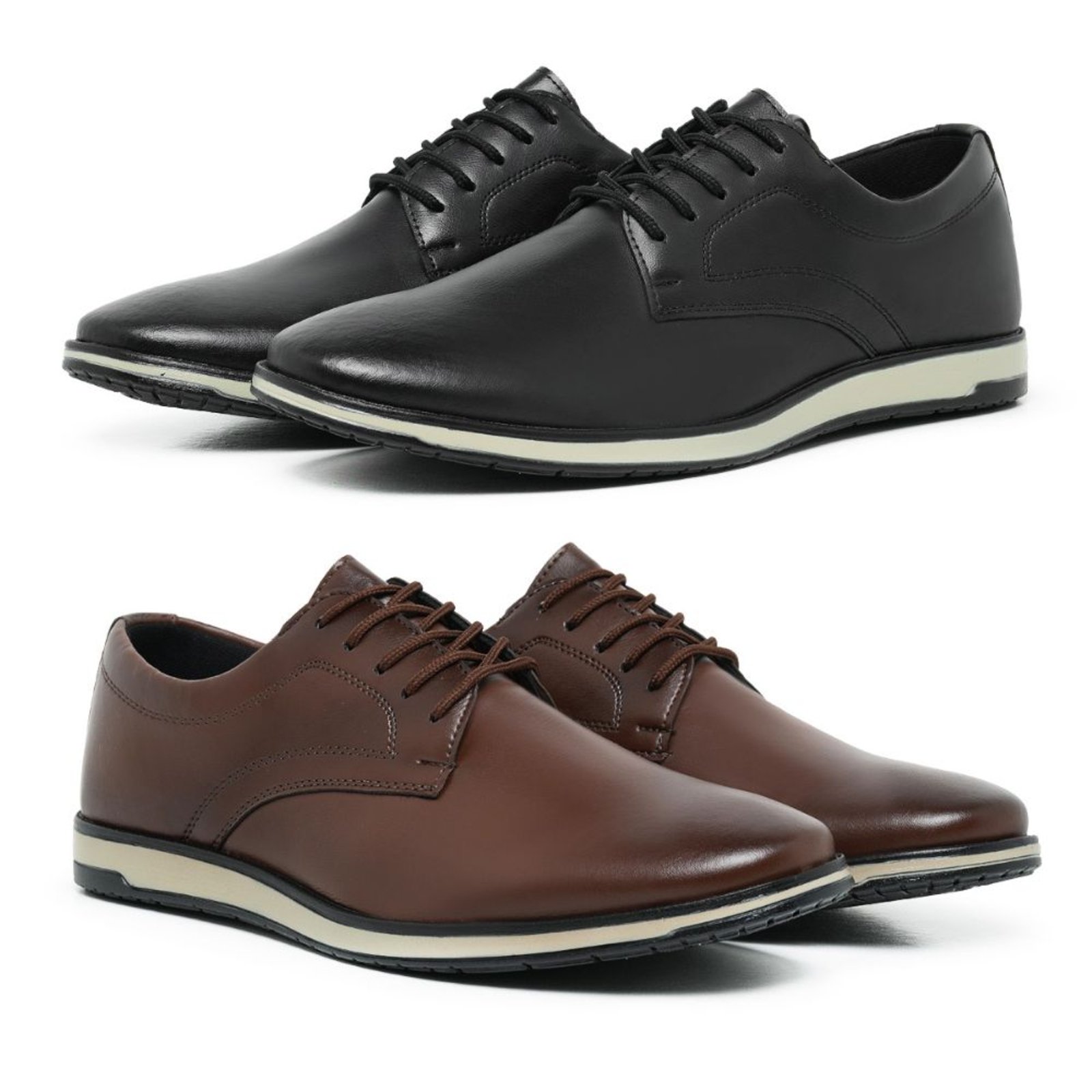 Kit 2 Sapato Oxford Social Casual Moderno Masculino Confortável Preto/Marrom