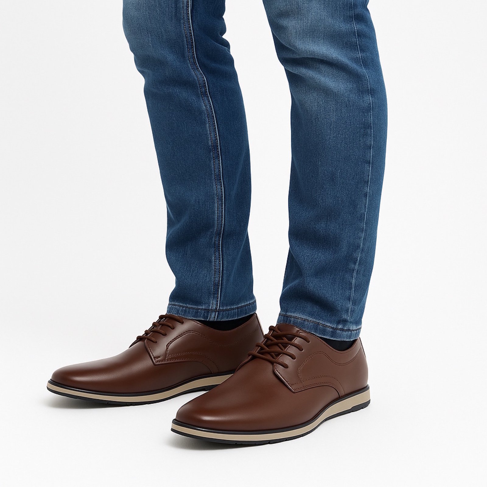 Vista 3 Kit 2 Sapato Oxford Social Casual Moderno Masculino Confortável Bia Ramos marrom/preto Bia Ramos marrom/preto