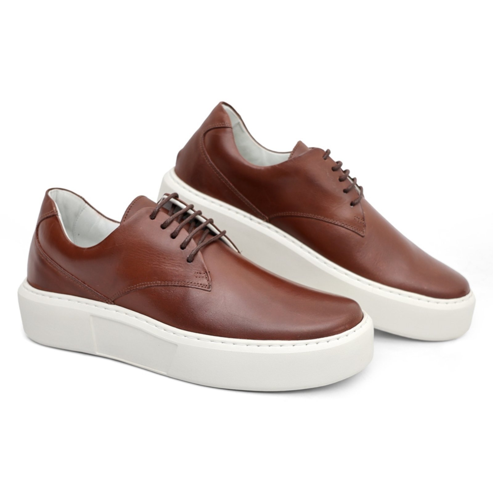 Tênis Casual Confort Masculino Sola Alta Couro de Luxo Mr Light cor Mouro