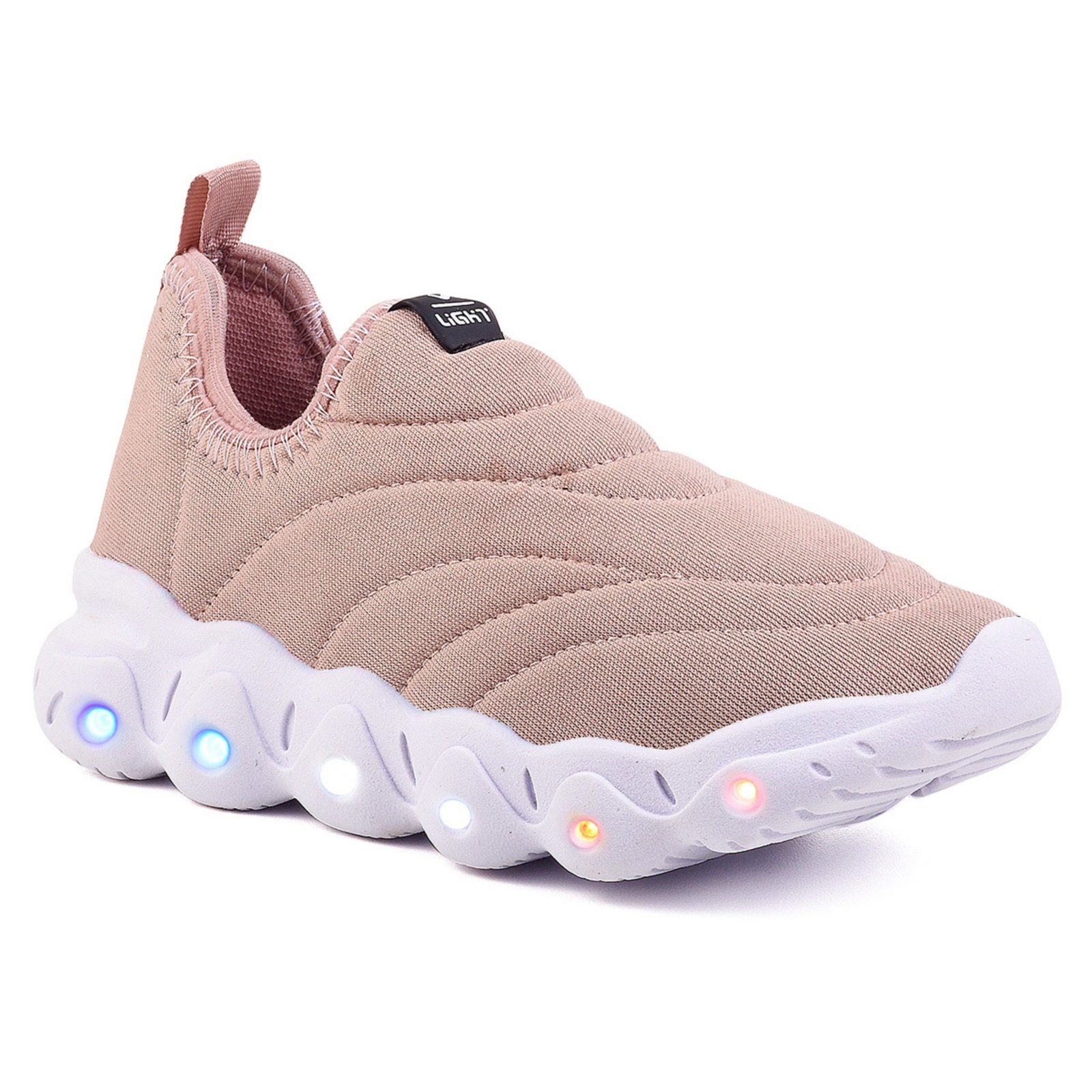 Infantil – Tenis de Led Menino e Menina Calce Facil Rosa Nude