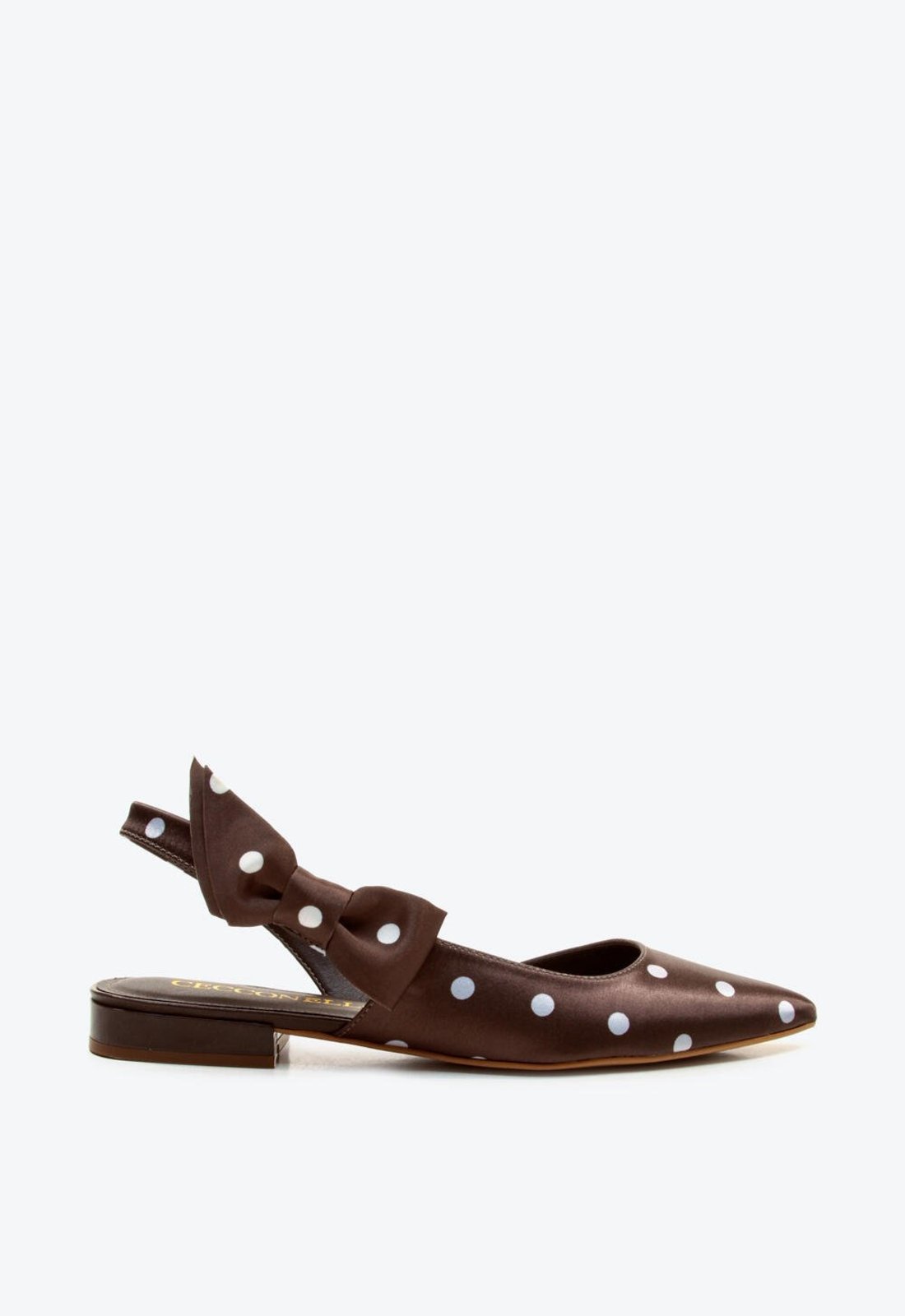 Sapatilha Slingback Cetim Poa Marrom Cecconello 3075003-2
