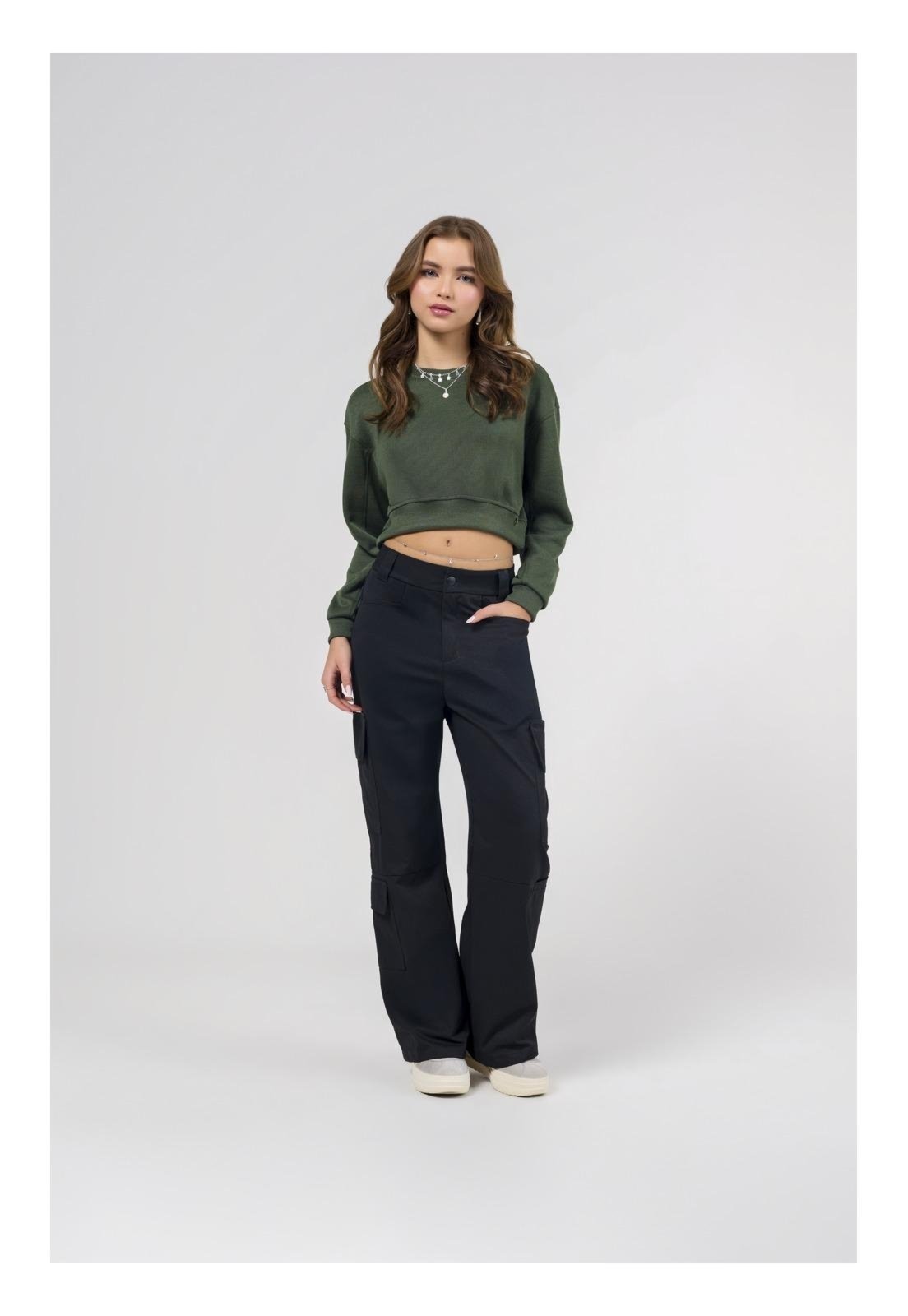 Infantil - Blusa Manga Longa Juvenil Cropped Bobbylulu 14 Verde