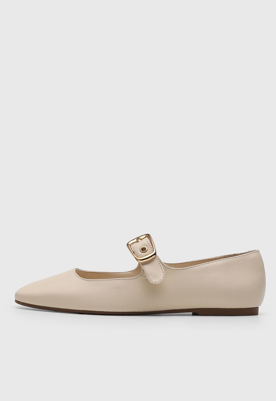 Sapatilha Feminina Arezzo Tira Fivela Dourada Bege
