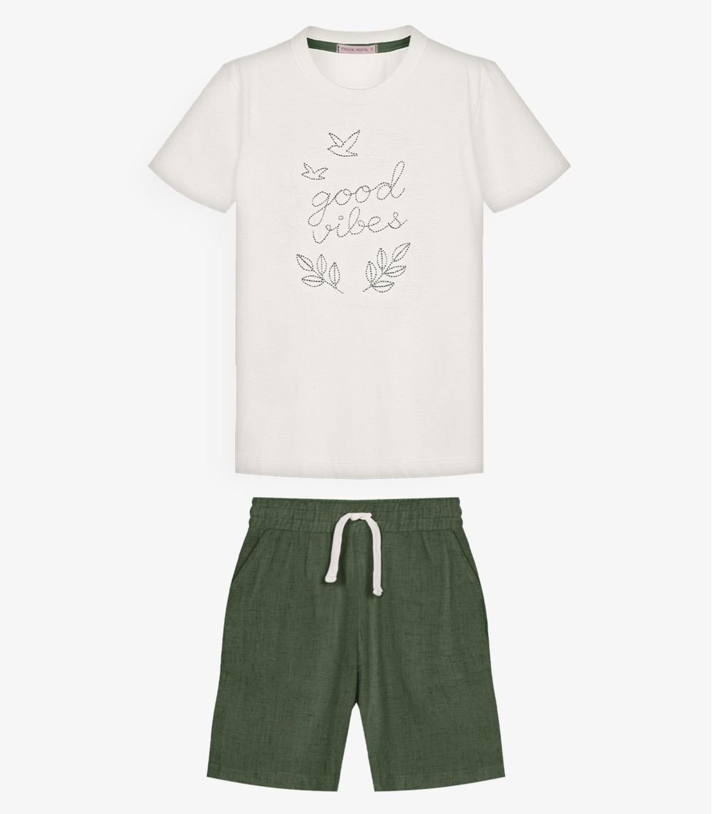 Infantil - Conjunto Camiseta Com Bermuda Trick Nick Bege