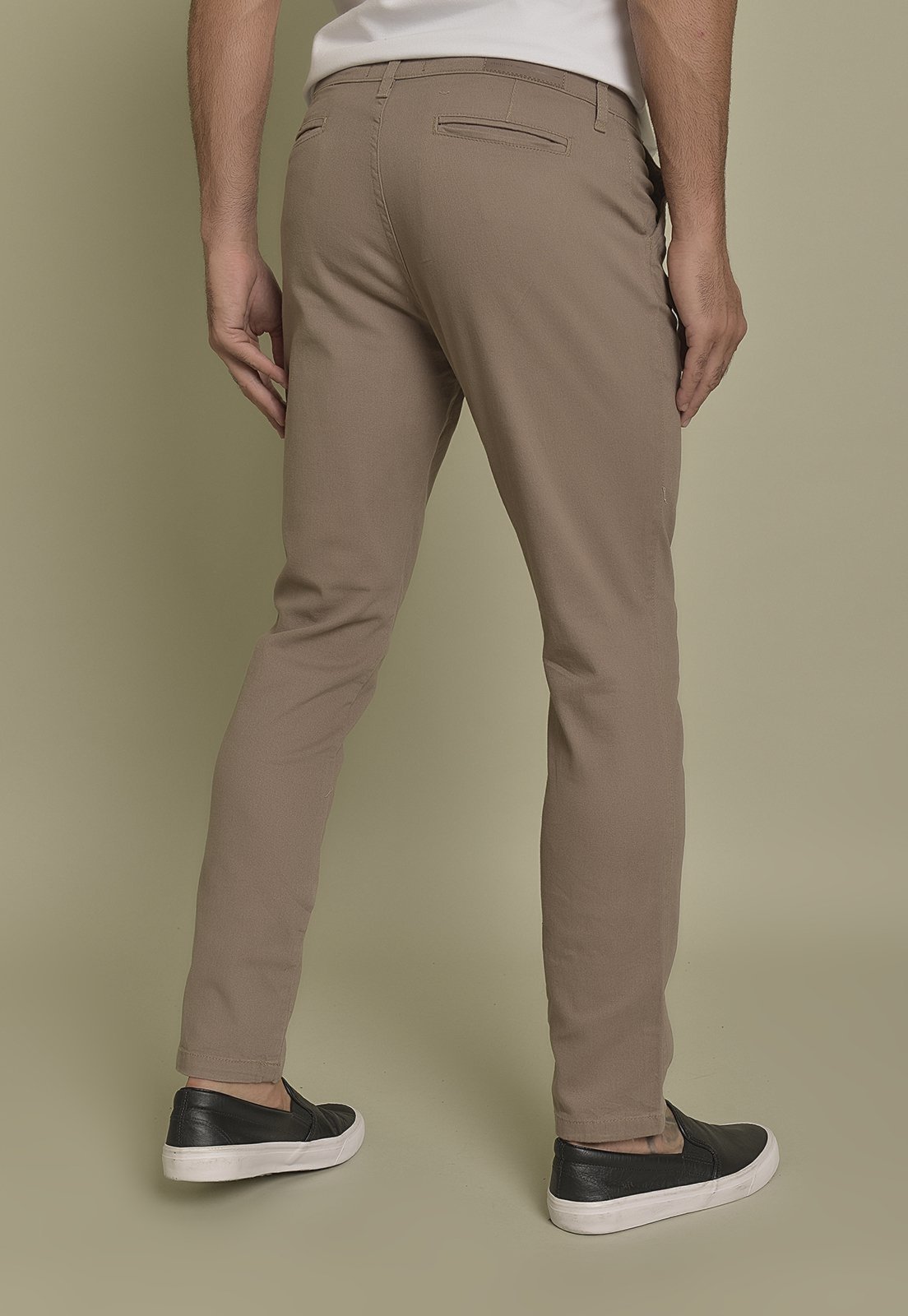 Vista 3 Calça Sport Fino Sarja Lemier Collection com Bolso-Faca Color Caqui Masculino cáqui/marrom caqui cáqui/marrom caqui