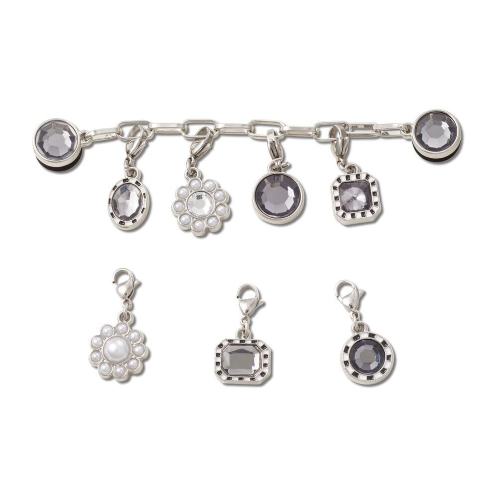 Vista 3 Infantil - Jibbitz™ Corrente Prateada Troca Charm Crocs branco