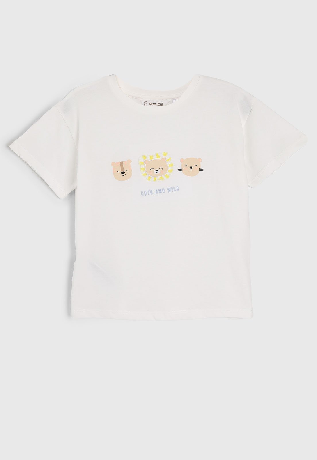 Camiseta Manga Curta MANGO Estampada Off-White