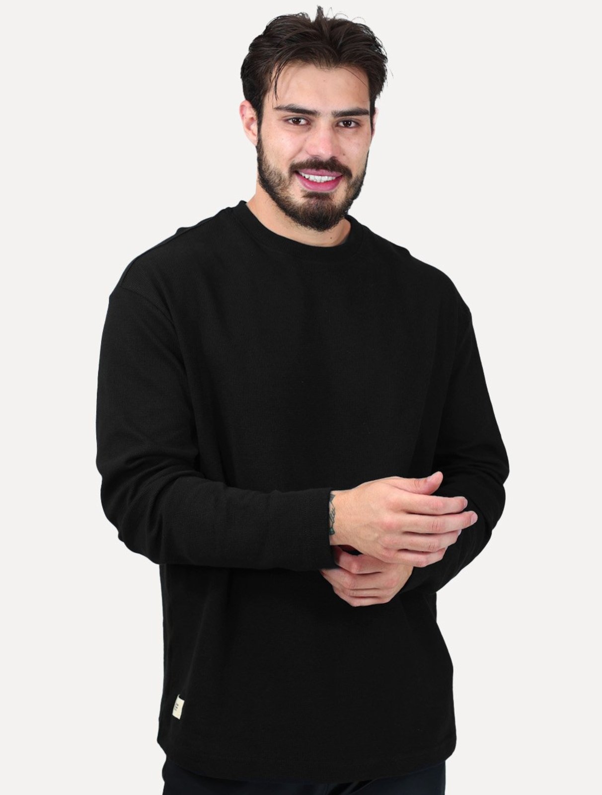 Camiseta Osklen Masculina Manga Longa Maxitexture Preta