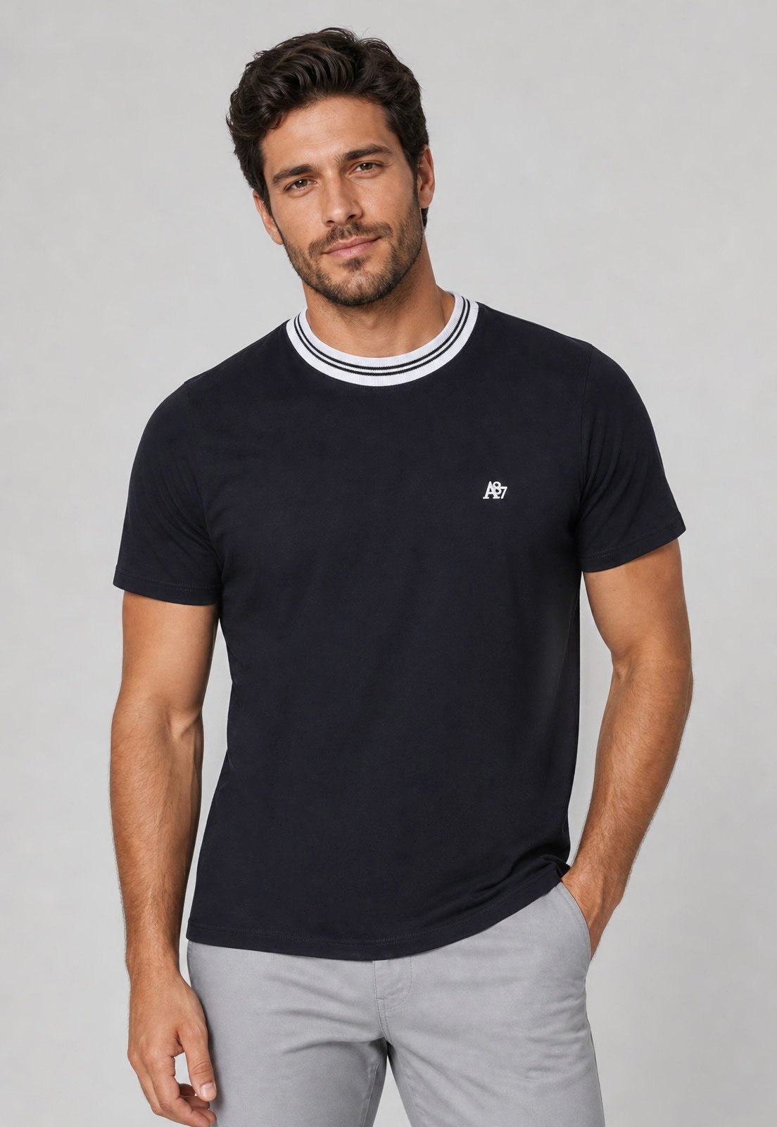 Camiseta Masculina Aeropostale Frisos Azul Marinho