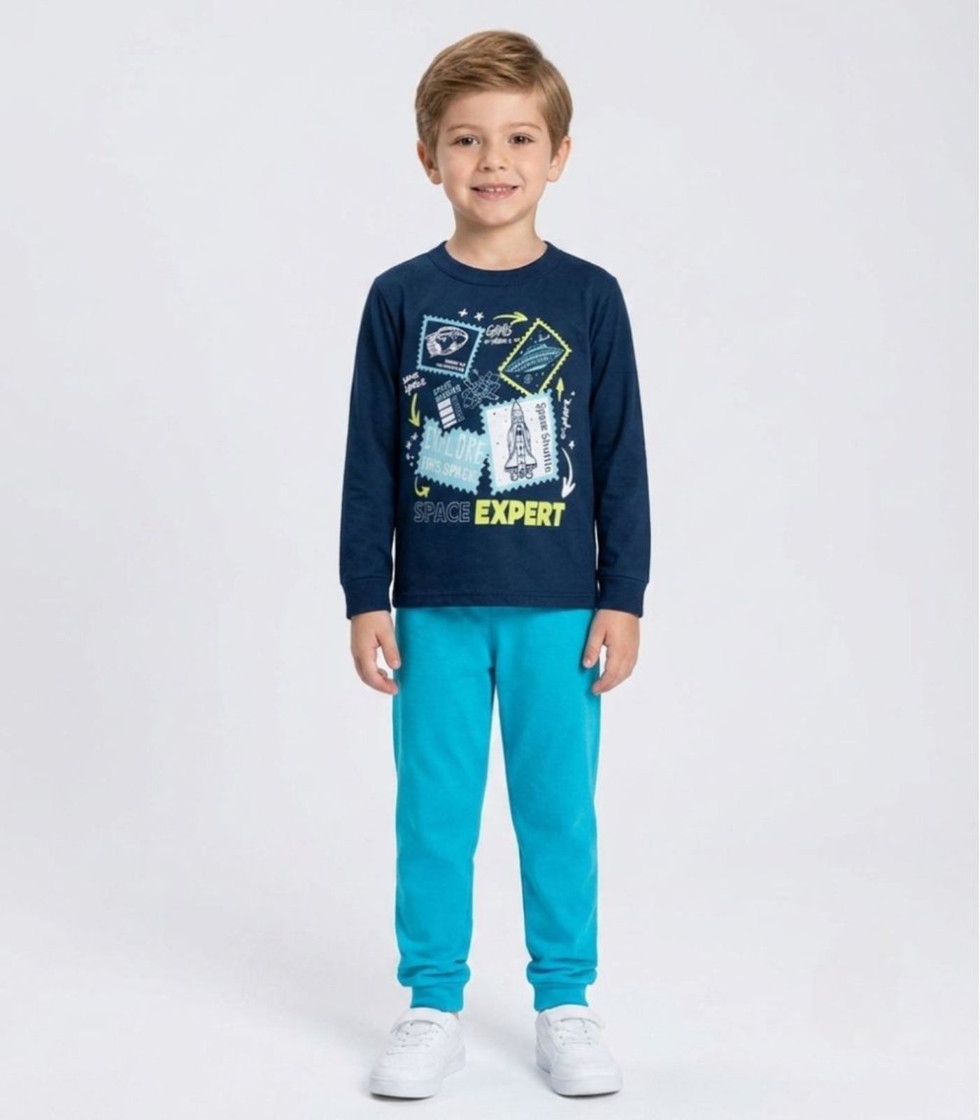 Infantil - Conjunto Menino Blusa Longa E Calça Kappes Azul
