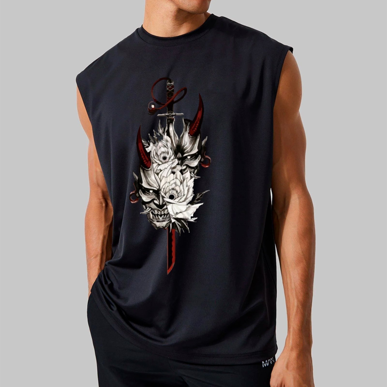 Camiseta Regata Machão Ousy Oni Samurai Oversized Masculina Preto