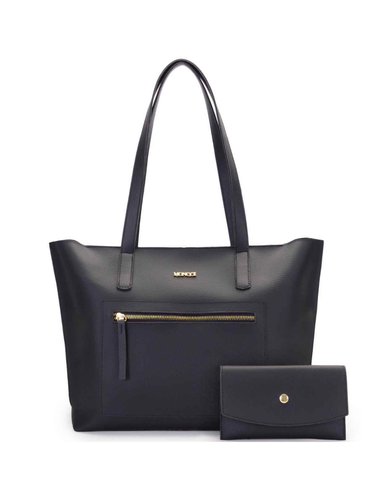 Bolsa Sacola Grande de ziper com bolso na frontal Moncci Preta