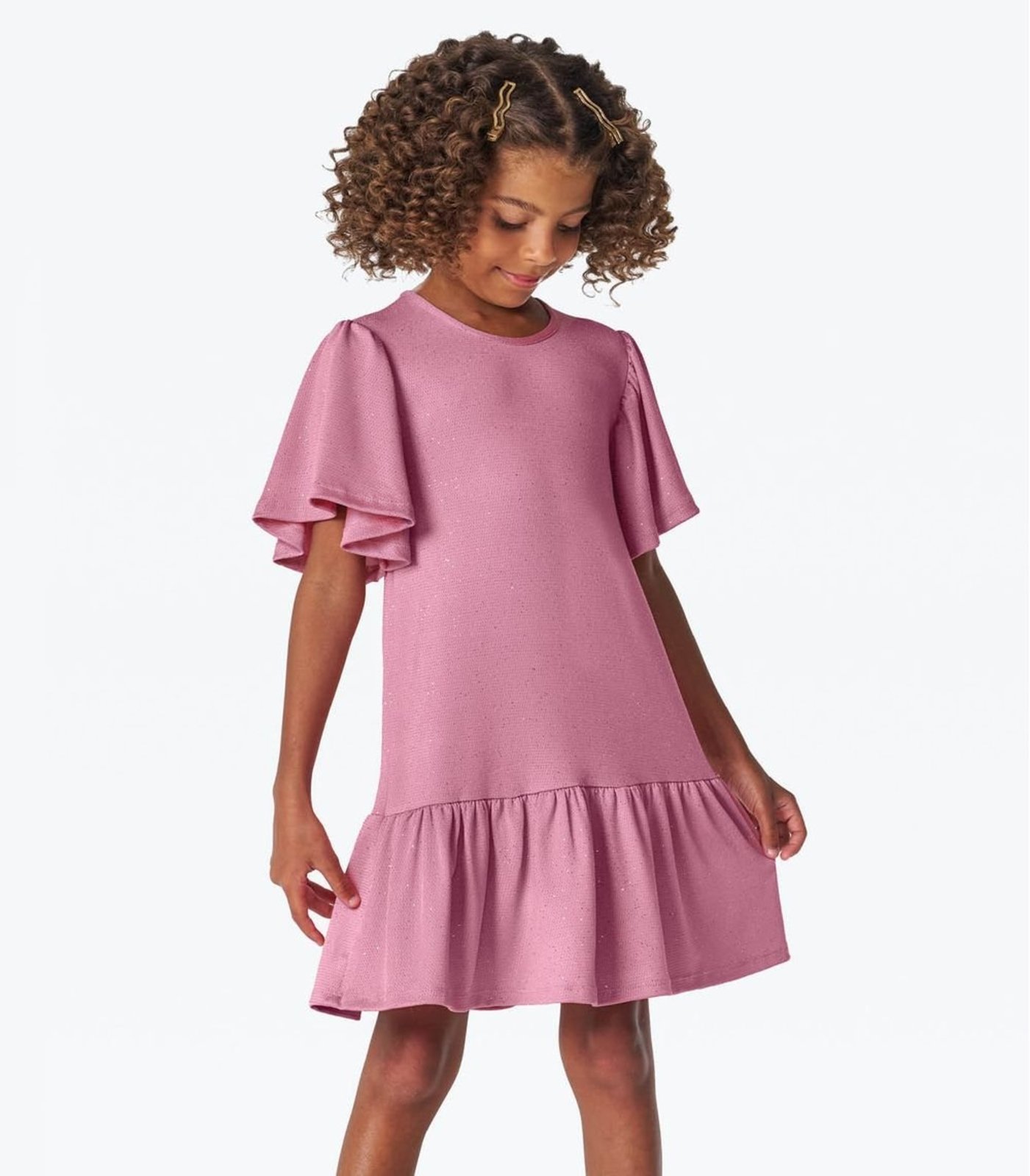 Infantil - Vestido em Malha Star Shine Trick Nick Rosa