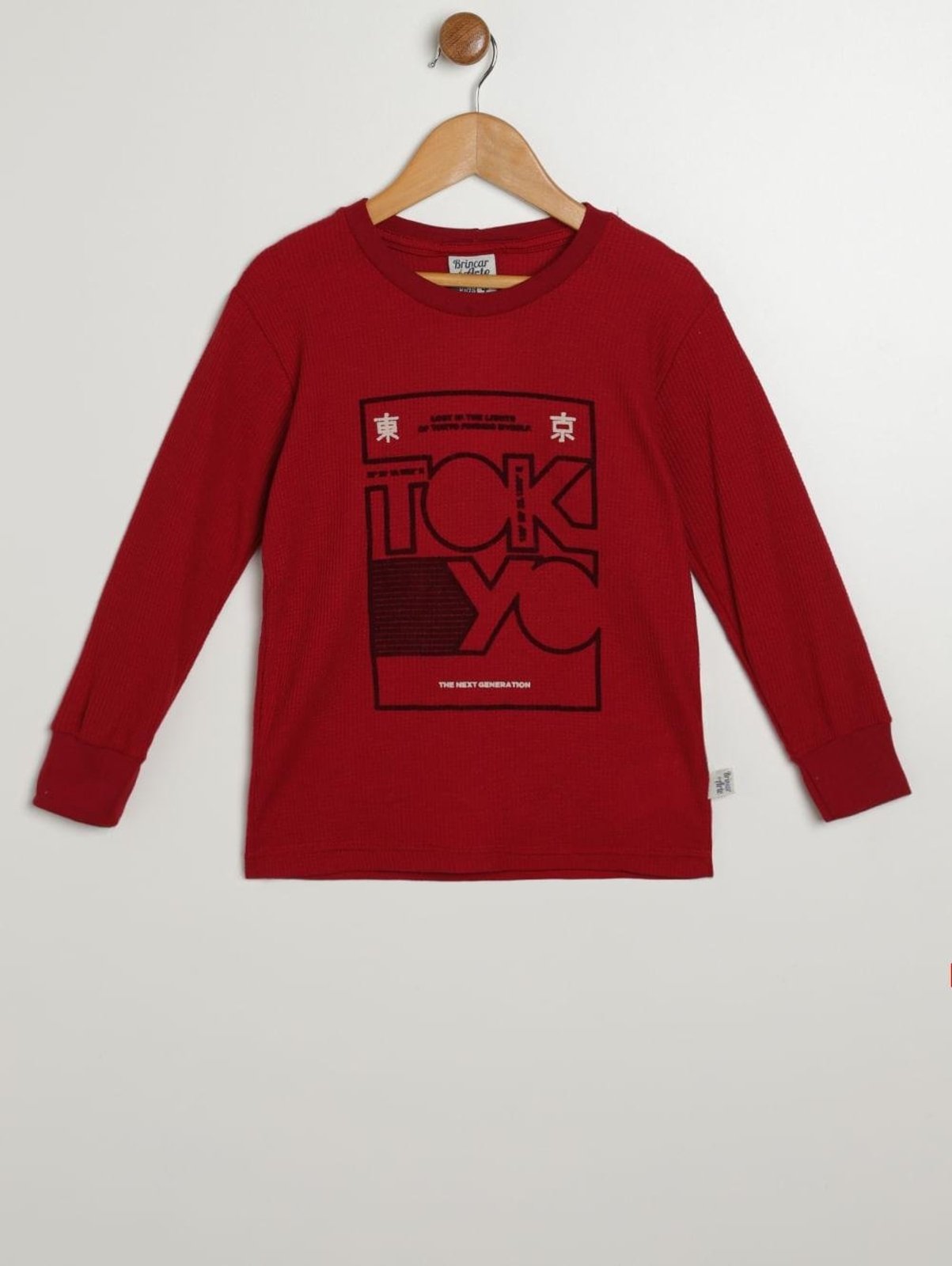 Infantil - Camiseta Manga Longa Para Menino - BORDO