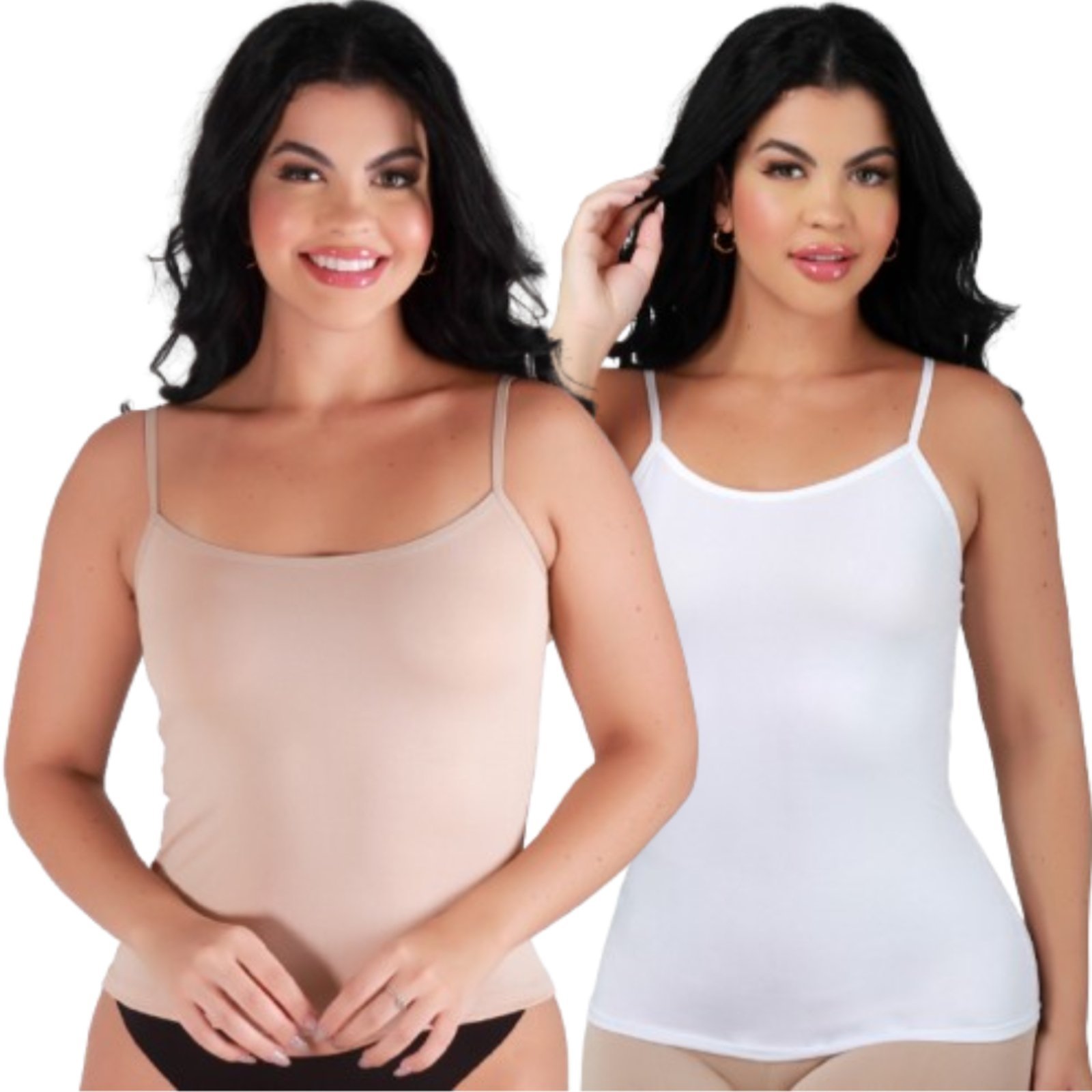 Kit 2 Camisete Segunda Pele Reflexo Íntimo Regata Anágua Alça Fina Branco e Bege
