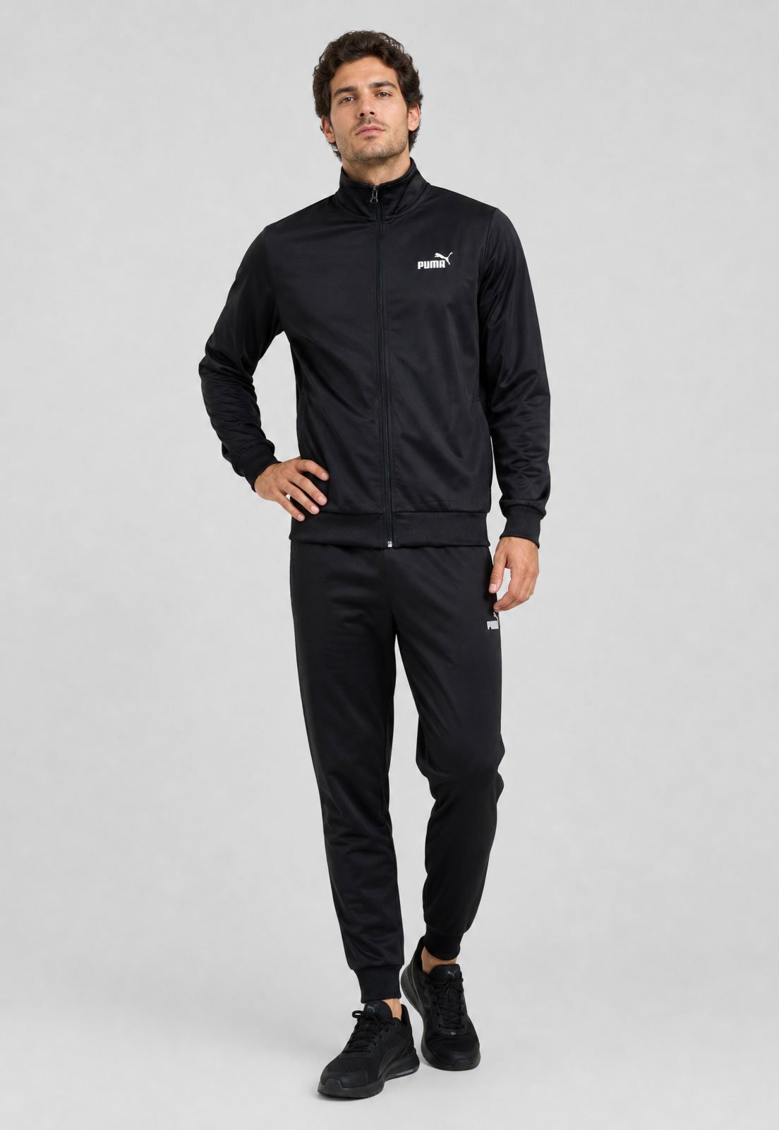 Conjunto de Agasalho Masculino Puma Jaqueta e Calça Preto