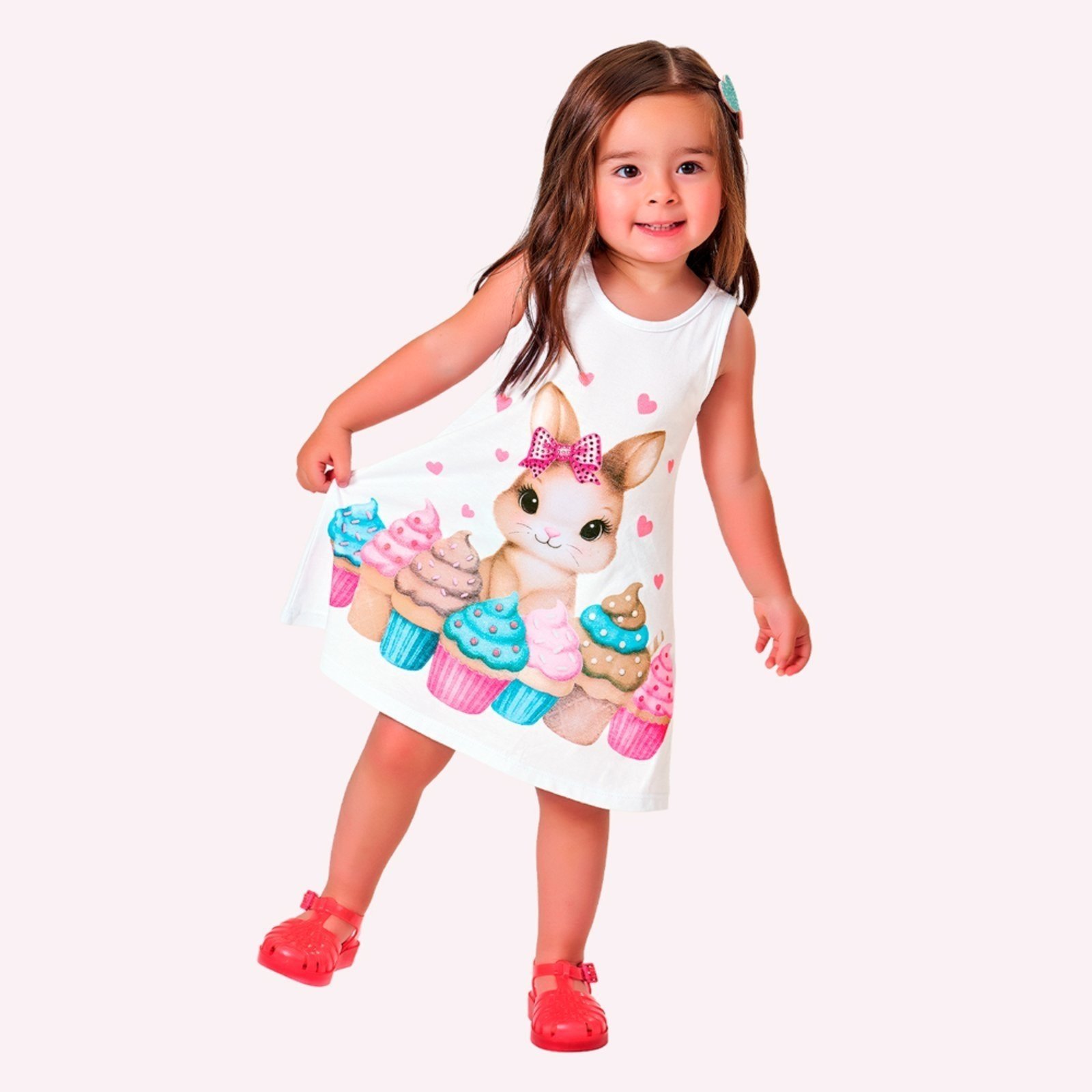 Vista 2 Infantil - Vestido Menina Coelhinho Kyly off-white