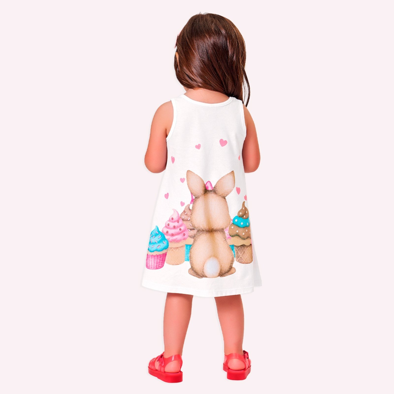 Vista 3 Infantil - Vestido Menina Coelhinho Kyly off-white