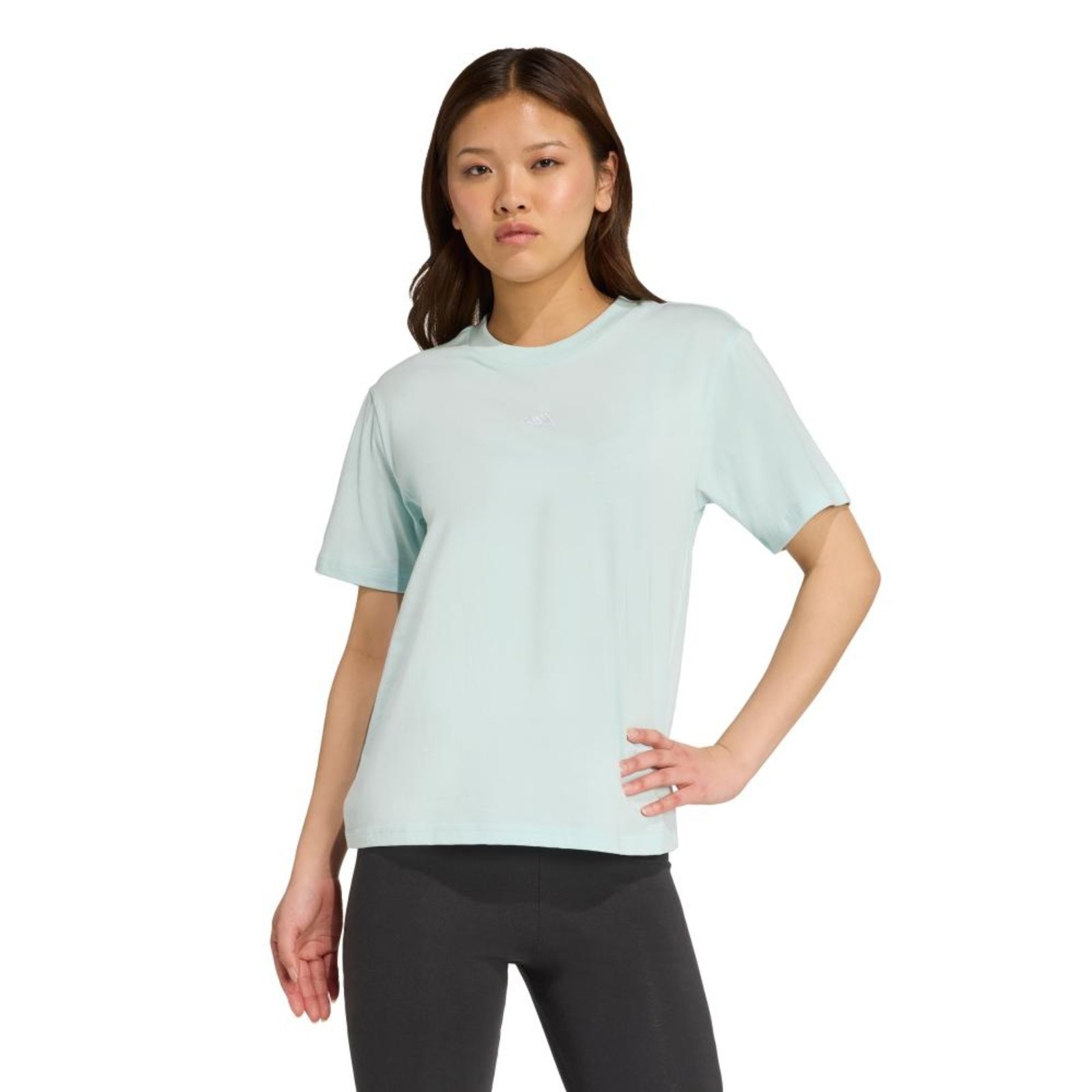 Camiseta Essentials de algodão com logotipo pequeno. adidas Sportswear Azul