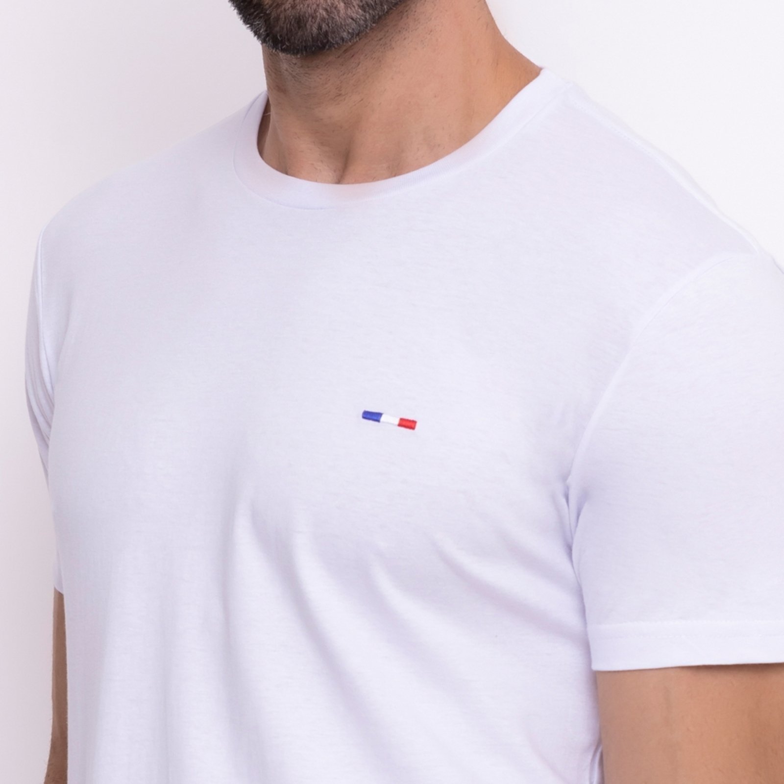 Vista 3 Kit 3 Peças Camisetas FMF Básicas Masculina em Algodão Premium no Estilo Tommy Bordado França Vermelha Br rosa FMF rosa