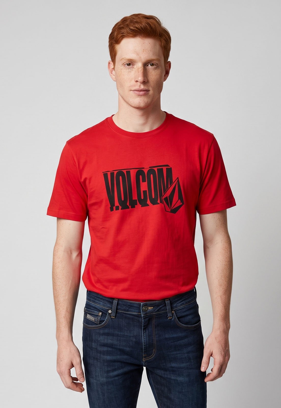 Camiseta Masculina Volcom Silk MC Wordstone Vermelha