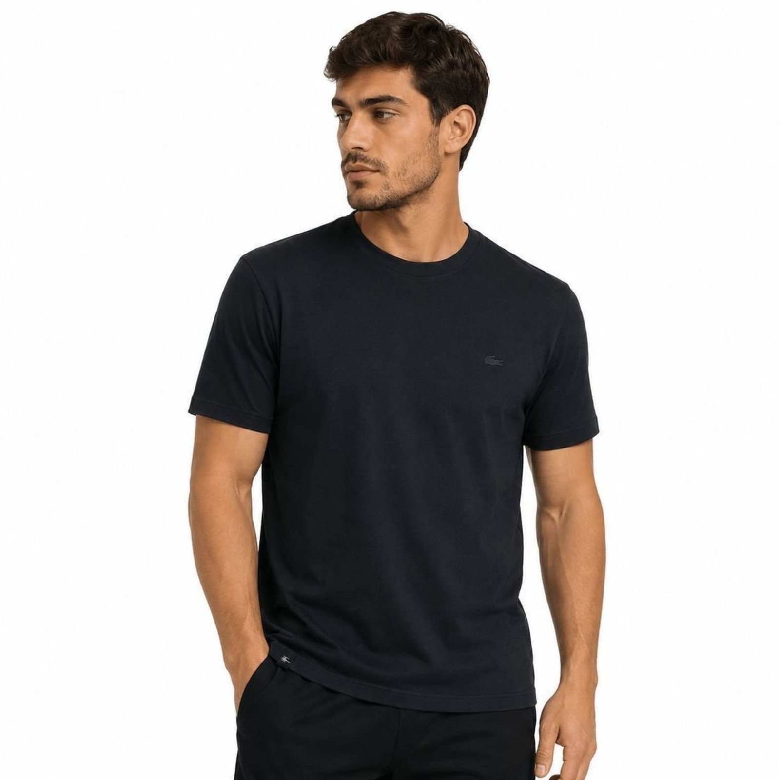 Camiseta Masculina Sallo Slim Fit Preta 8176 Algodão Peruano - Preto - Sallo