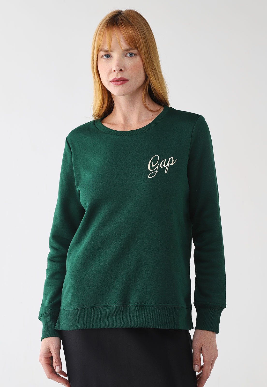 Blusa de Moletom Feminina GAP Logo Bordado Verde