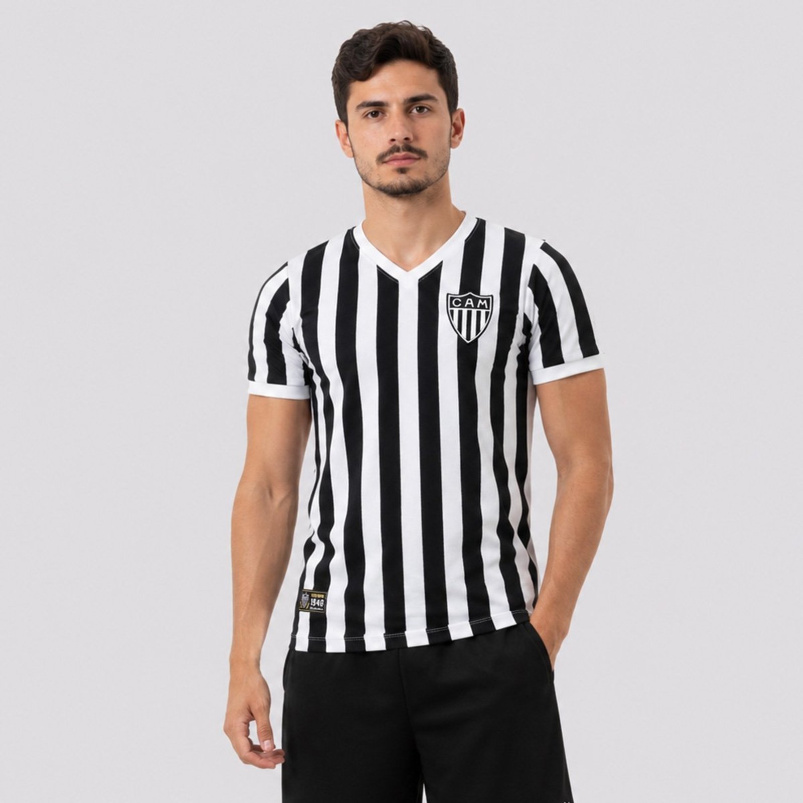 Camisa Atlético Mineiro Retrô 1948 Branca e Preta