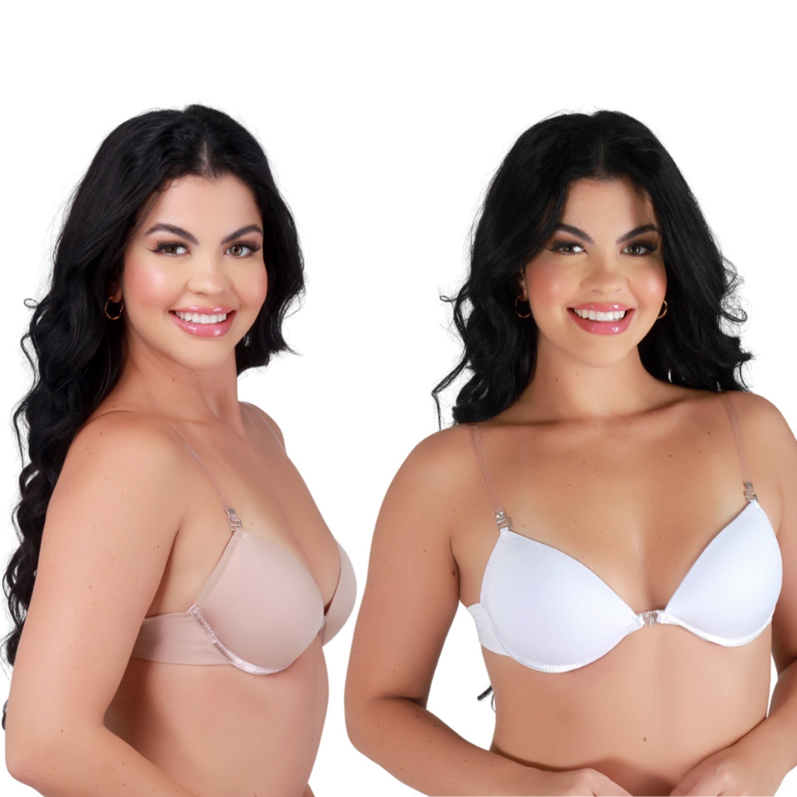 Kit 2 Sutiã Costa Nua Reflexo Íntimo Alça De Silicone Transparente Removível Com Bojo Branco e Bege