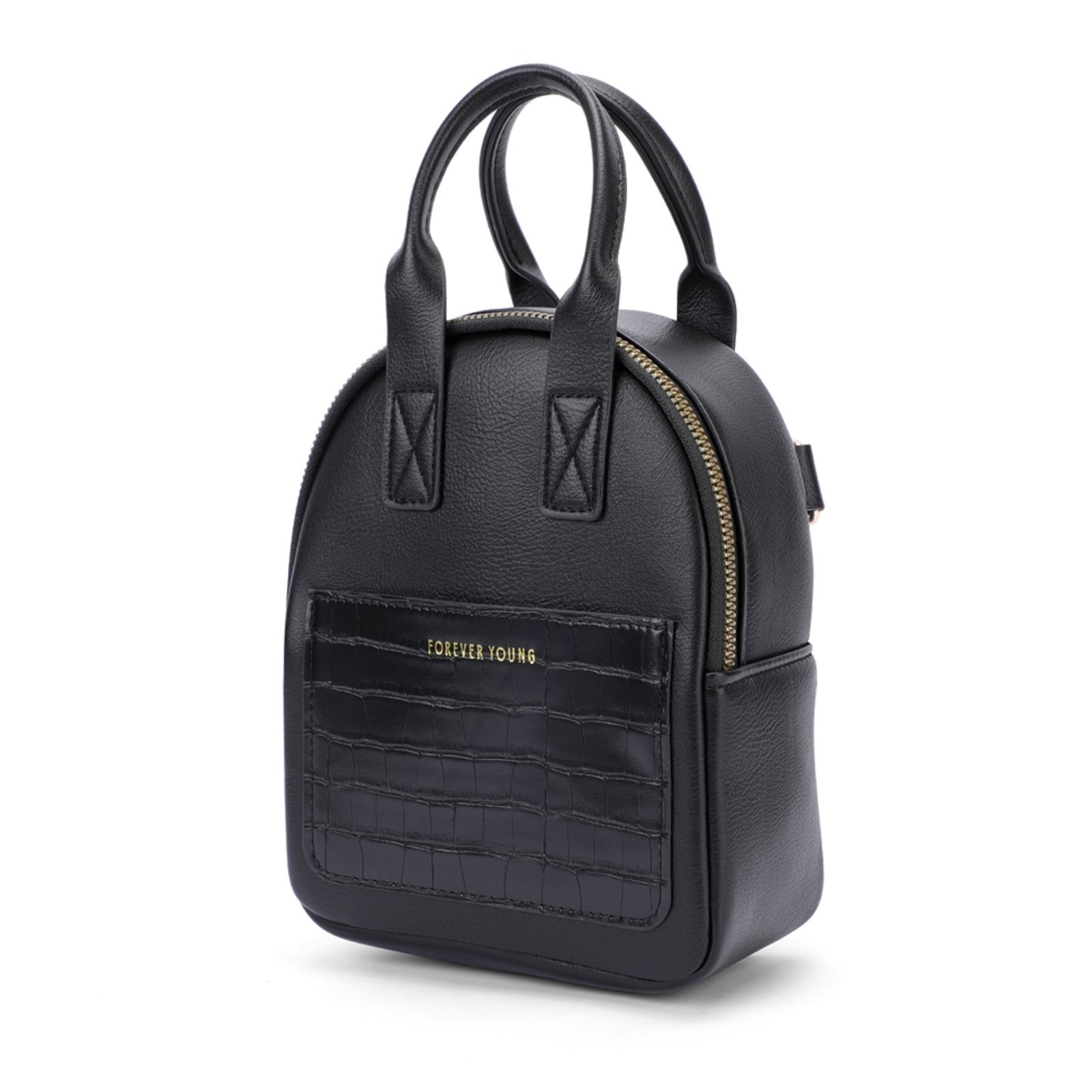 Vista 3 Mini Mochila Bolsa Feminina Transversal Tiracolo Preta Perfect For You preto Perfect For You preto