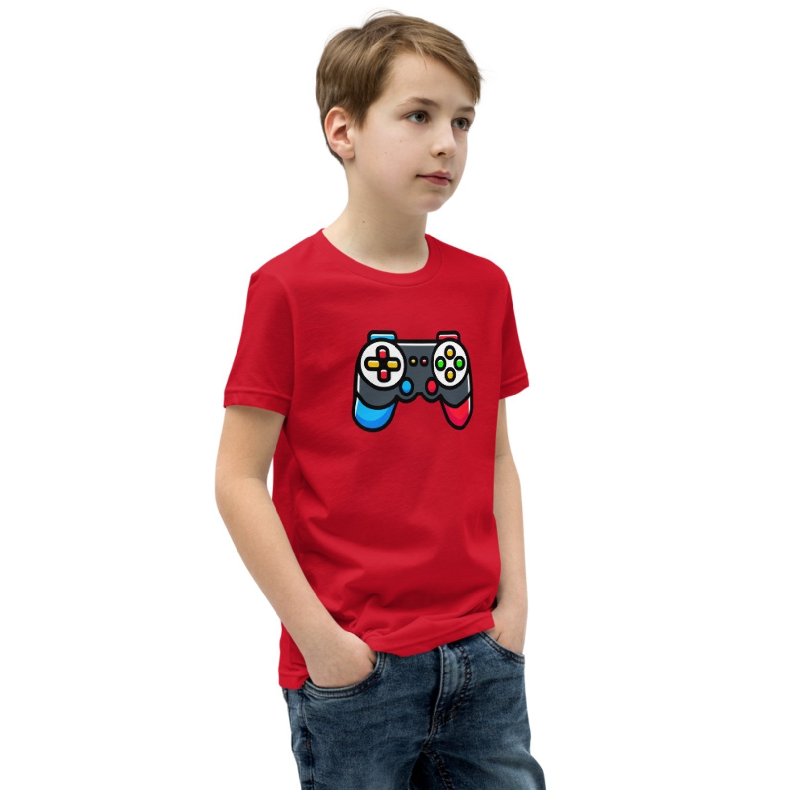 Infantil - Camiseta Blusa Manga Curta Urbania Algodão vermelha estampa Game Controle play