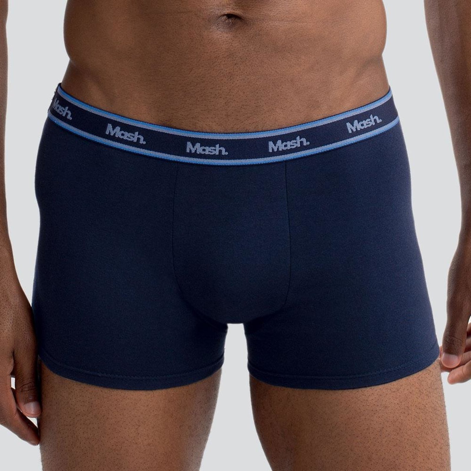 Vista 3 Kit Cueca Boxer Mash 3 Peças Elástico Masculina Algodão azul MASH azul
