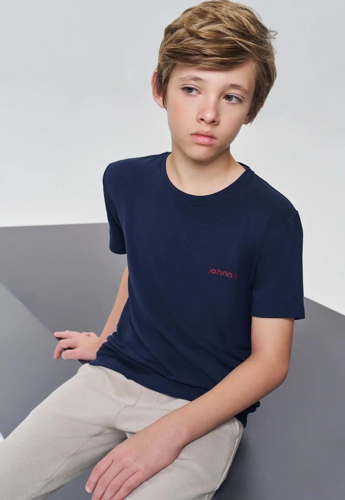 Infantil - Camisa Manga Curta Azul Marinho Menino Johnny Fox 10 Azul