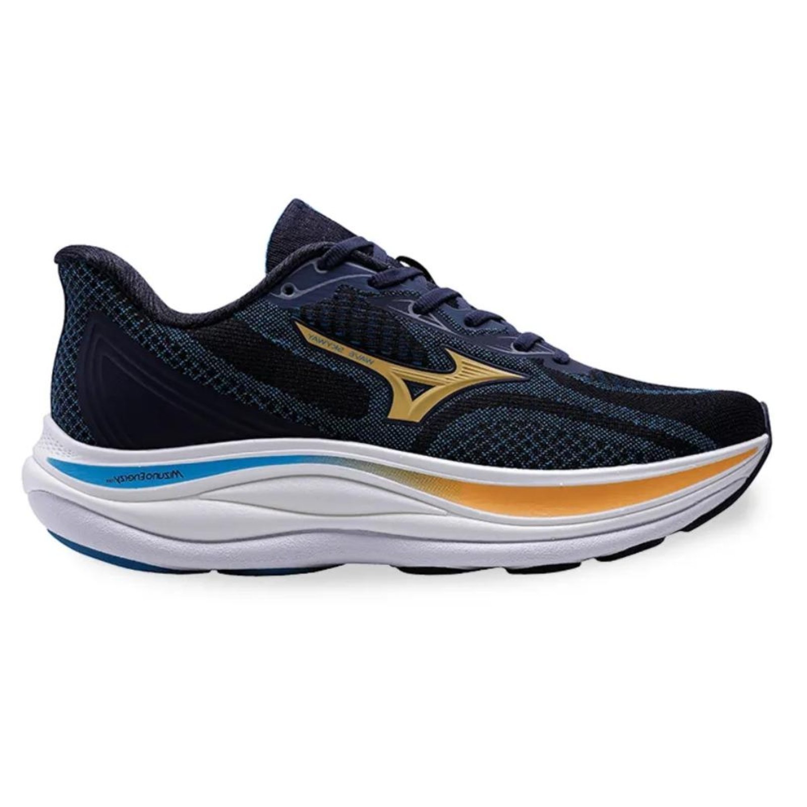 Tênis Mizuno Wave Skyway Amortecimento Masculino Azul Marinho