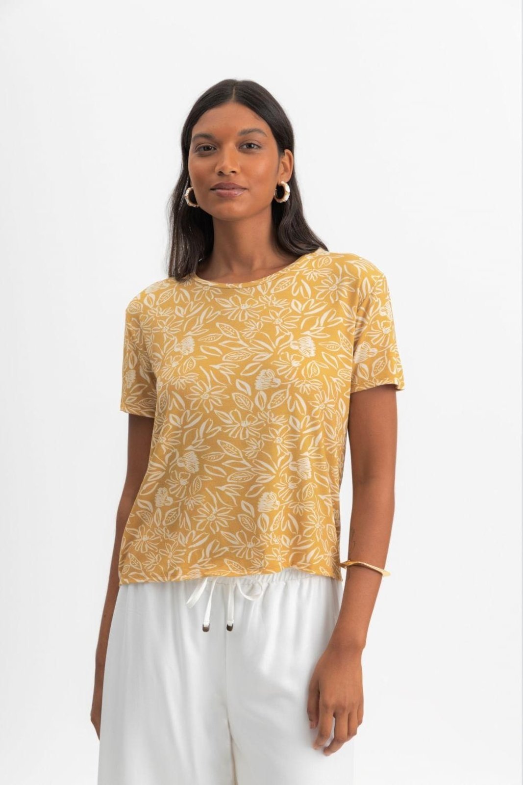 Vista 3 Blusa feminina floral Essendi amarelo Essendi amarelo