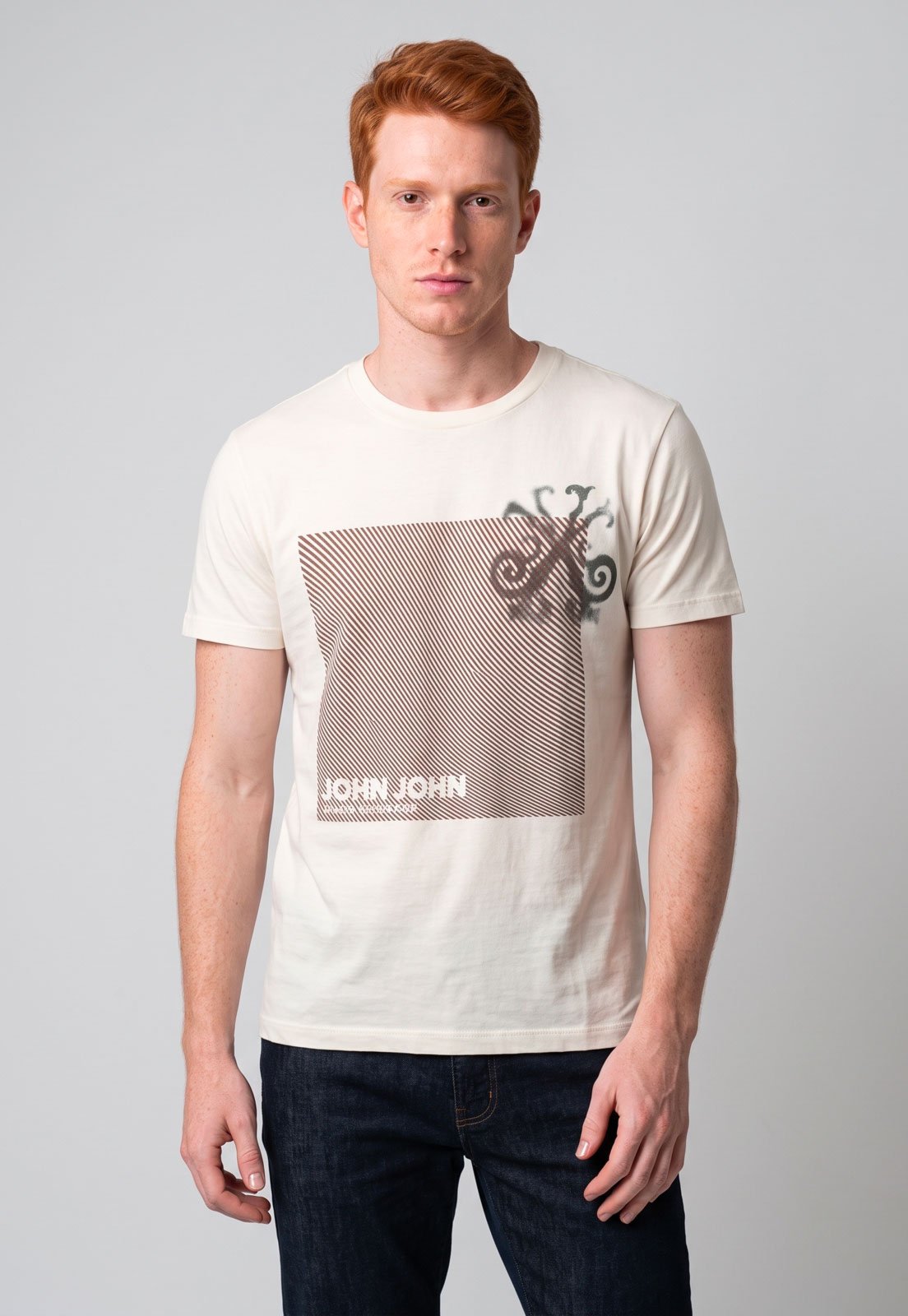 Camiseta Masculina John John Estampa Logo Branca