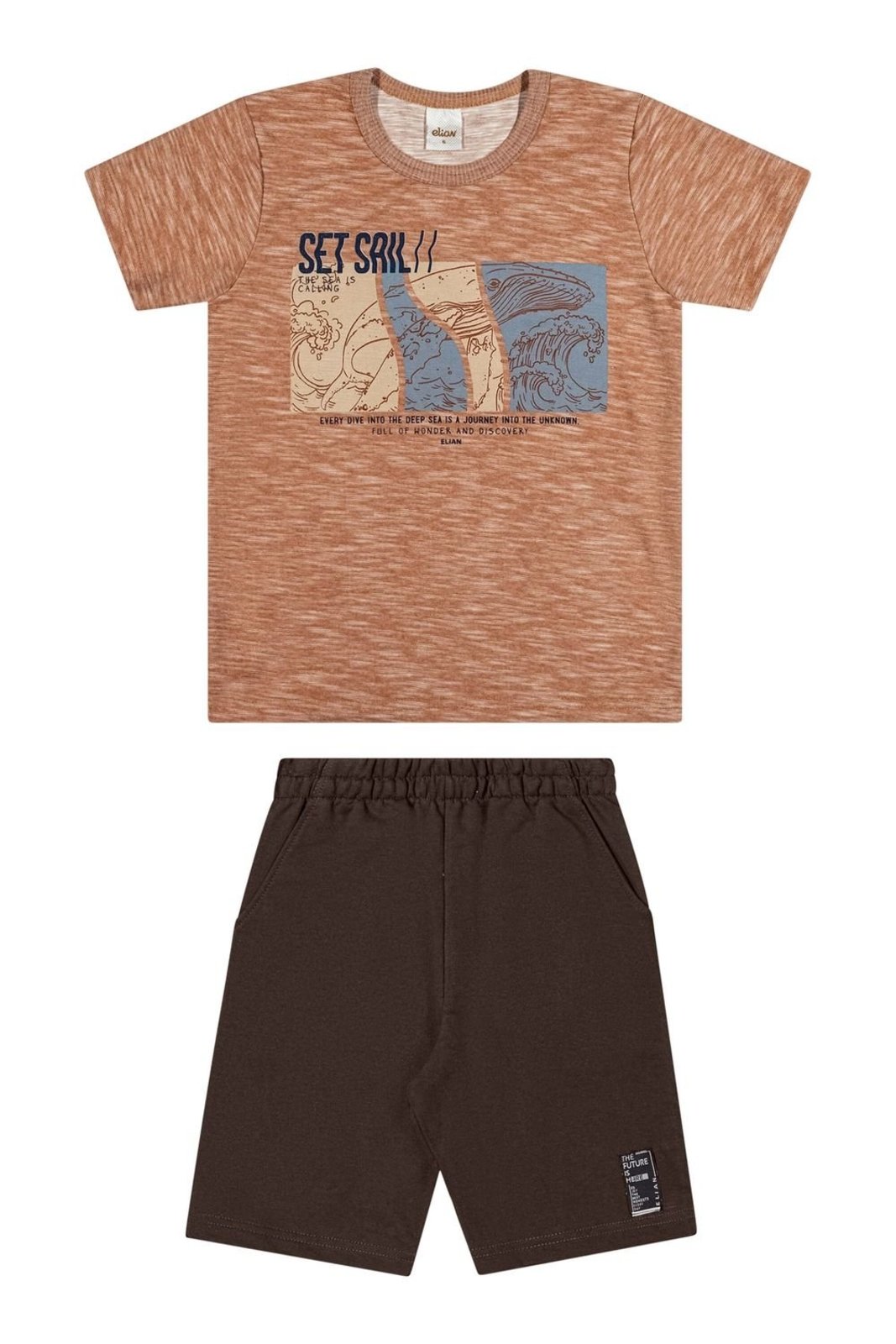 Vista 2 Infantil - Conjunto Menino Baleia Puff Elian marrom Elian marrom
