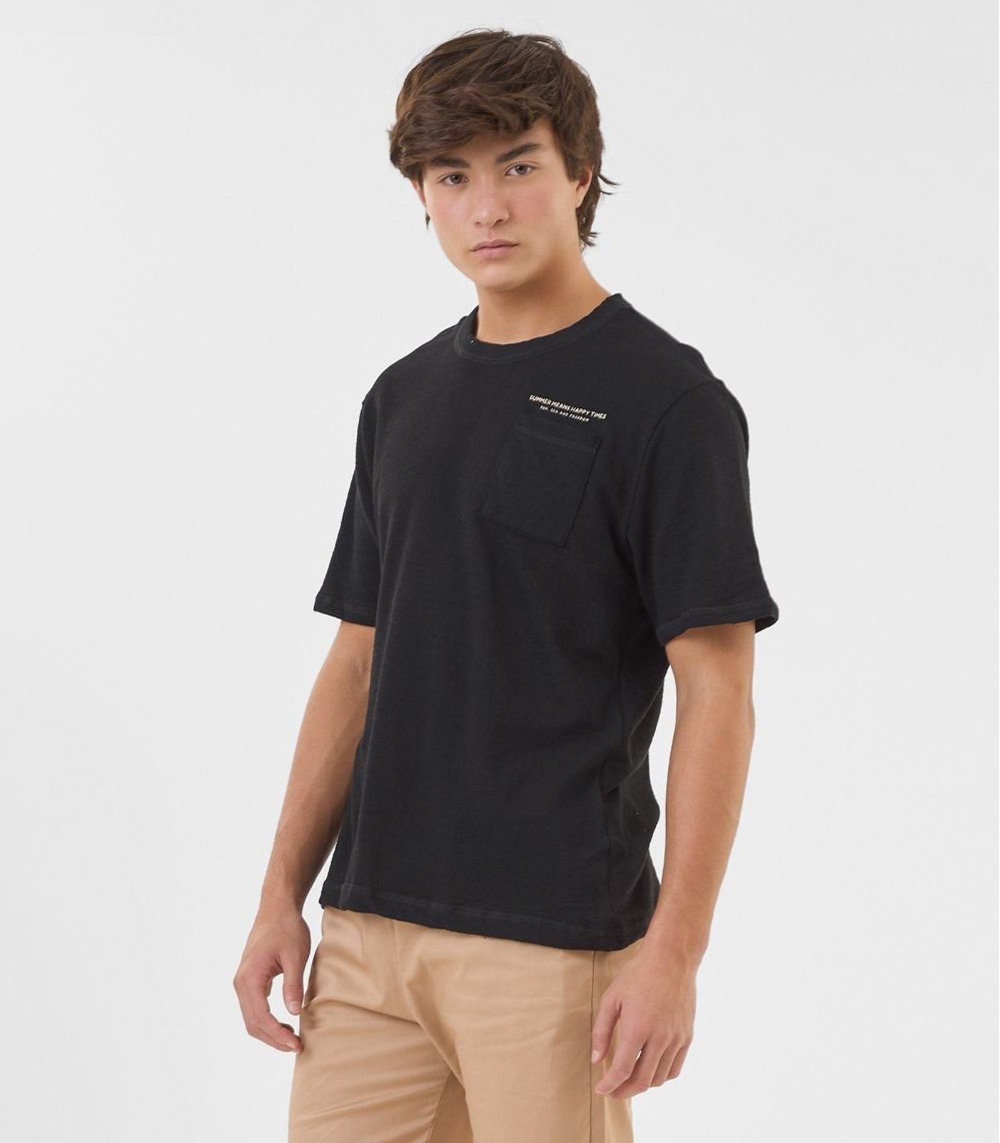 Infantil - Camiseta Juvenil Masculino em Malhão Fruit Minty Preto