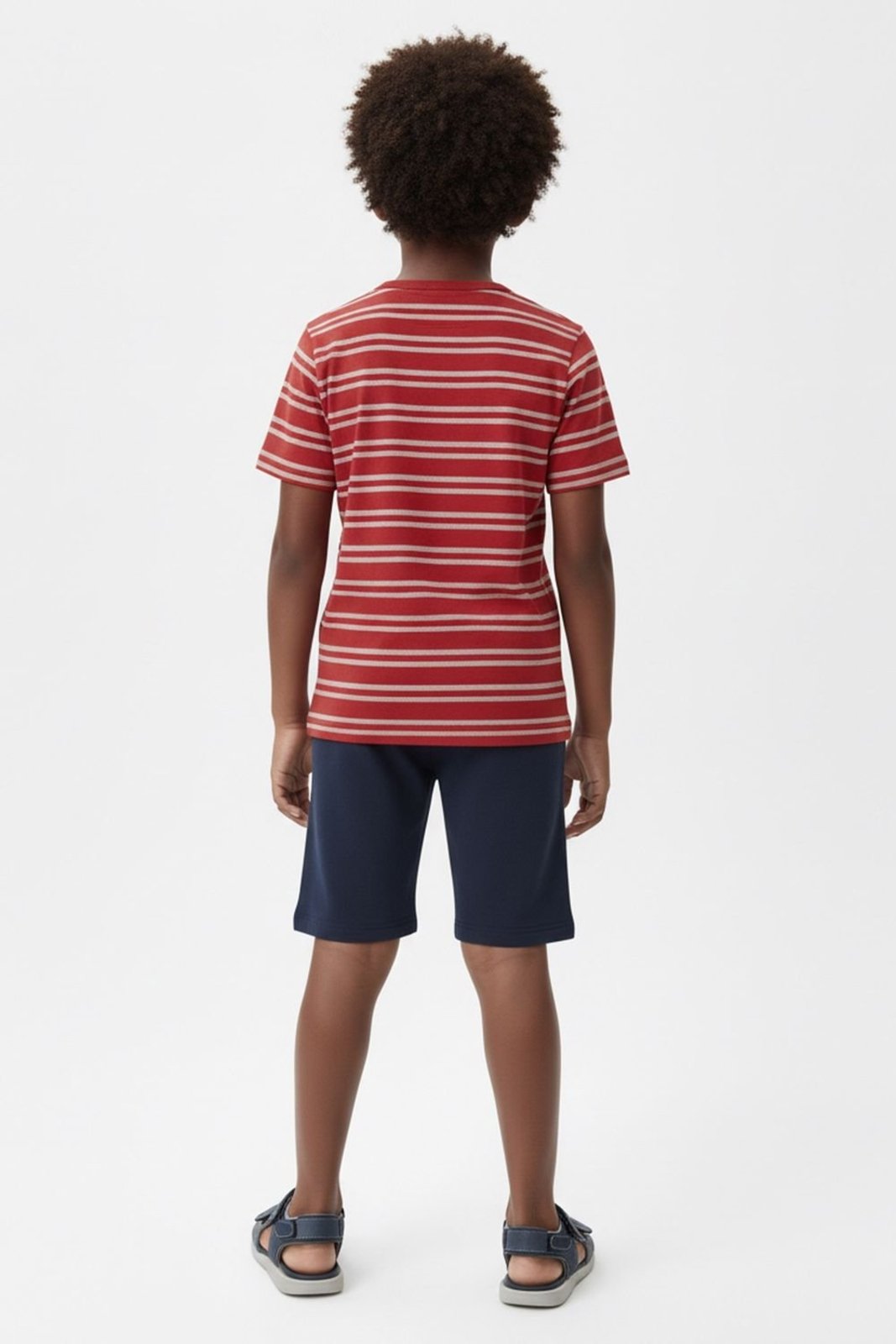 Vista 3 Infantil - Camiseta Menino Listras e Botões Elian vermelho Elian vermelho