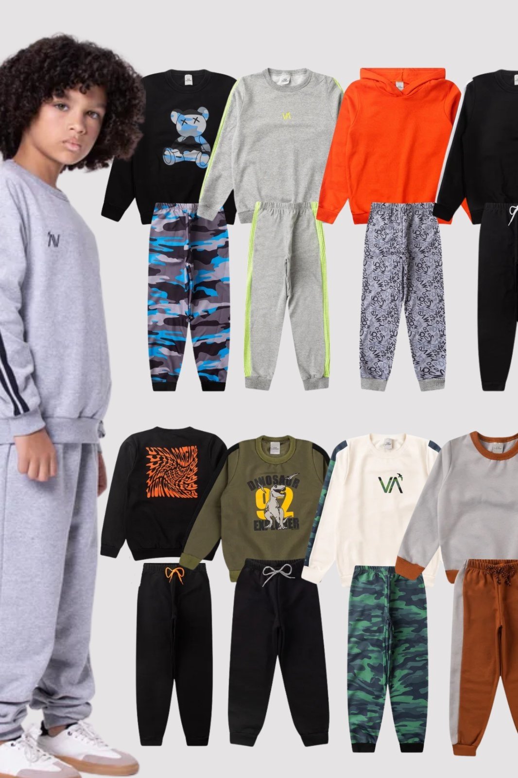 Infantil – Kit Sortido 6 Peças de Roupas Infantis Menino Inverno- 3 Casacos + 3 Calças