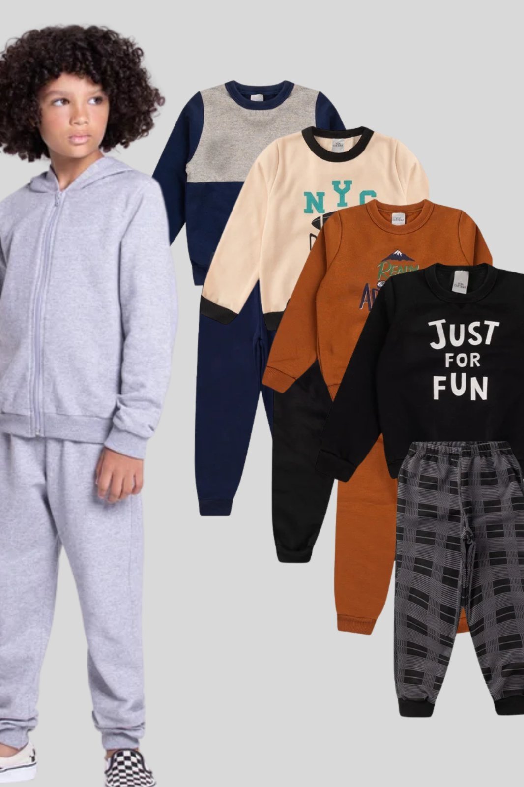 Vista 3 Infantil - Kit Sortido 6 Peças de Roupas Infantis Menino Inverno- 3 Casacos + 3 Calças VIDA COSTEIRA multicolorido VIDA COSTEIRA multicolorido